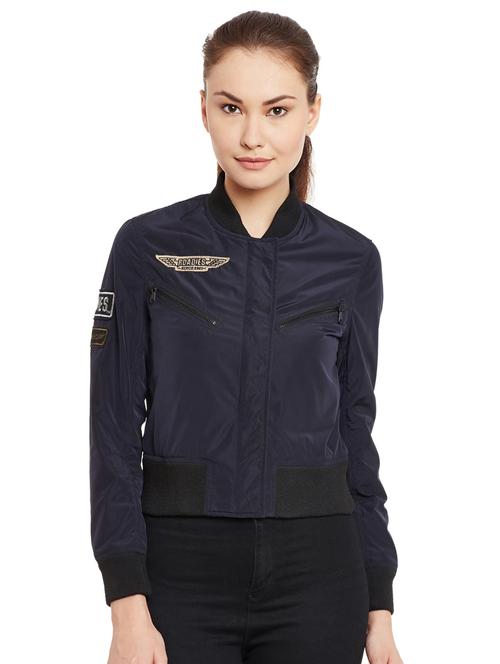 Navy varsity patch detail jacket - 15817659 - Standard Image - 1