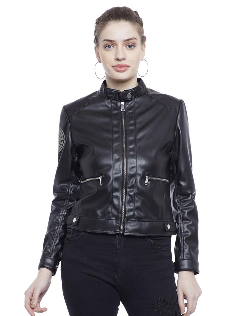 zipped pocket printed biker jacket - 15817664 - Zoom Image - 1