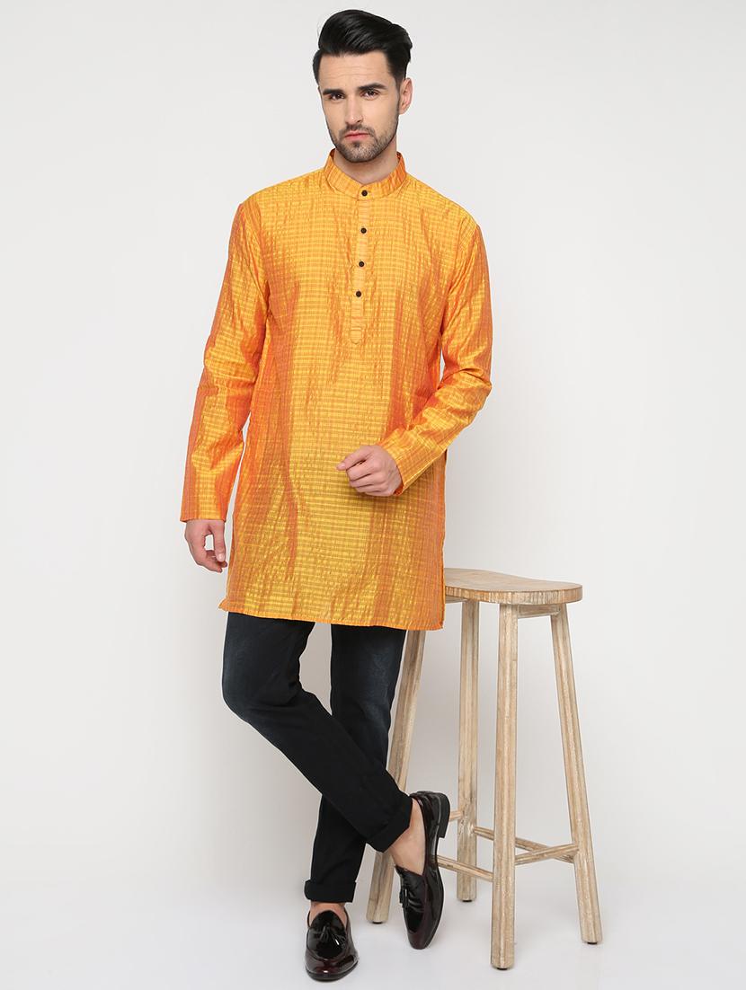 yellow cotton kurta - 15817721 - Zoom Image - 4