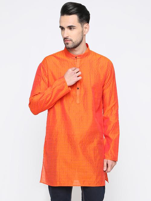 orange striped kurta - 15817722 - Standard Image - 1