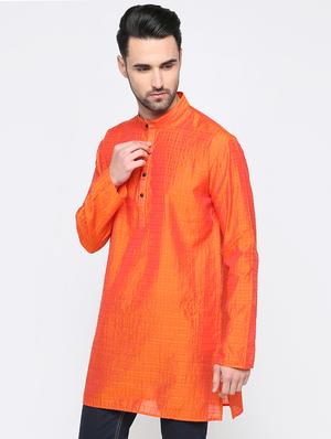 orange striped kurta - 15817722 - Standard Image - 2