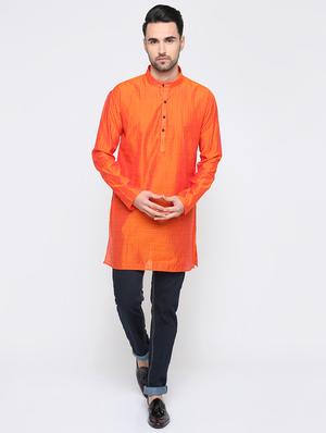 orange striped kurta - 15817722 - Standard Image - 4