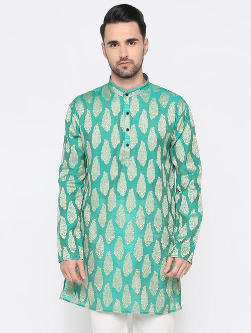 green cotton kurta - 15817727 - Standard Image - 1