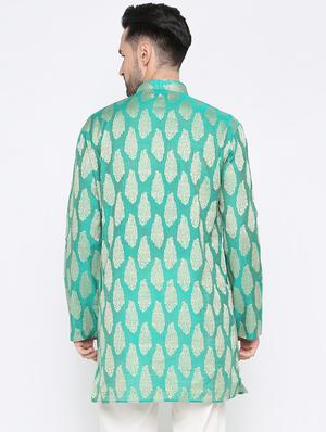 green cotton kurta - 15817727 - Standard Image - 3