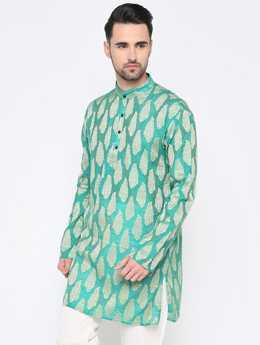 green cotton kurta - 15817727 - Zoom Image - 2