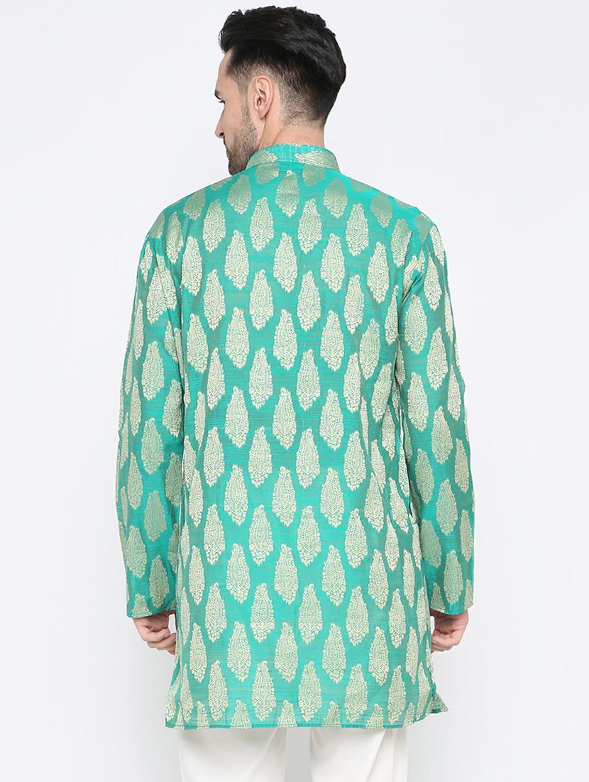 green cotton kurta - 15817727 - Zoom Image - 3