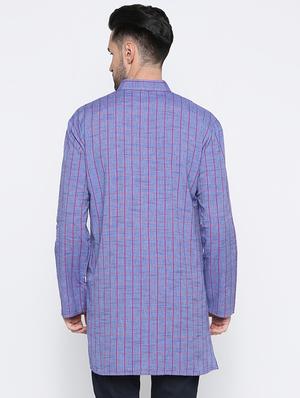 blue checkered kurta - 15817735 - Standard Image - 3
