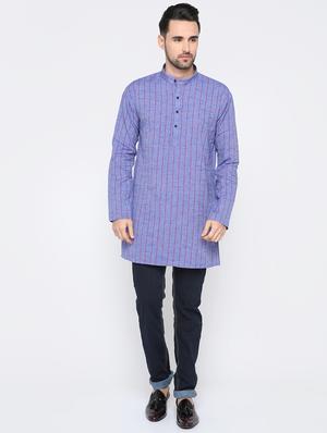 blue checkered kurta - 15817735 - Standard Image - 4