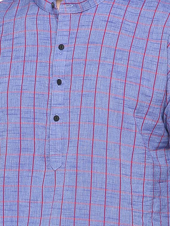 blue checkered kurta - 15817735 - Zoom Image - 5