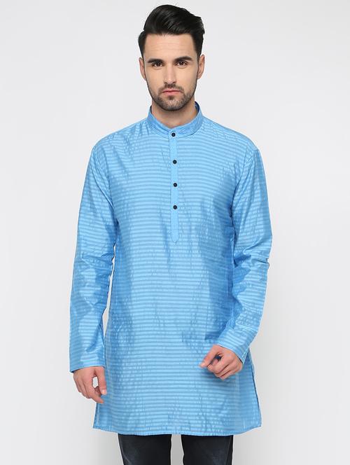 blue striped kurta - 15817737 - Standard Image - 1