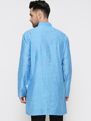 blue striped kurta - 15817737 - Standard Image - 3
