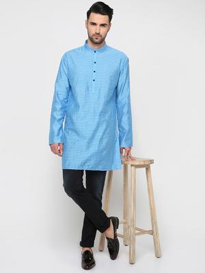 blue striped kurta - 15817737 - Standard Image - 4