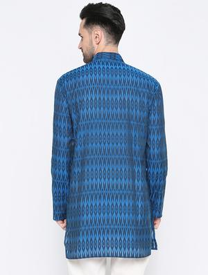 blue cotton medium kurta - 15817743 - Standard Image - 3