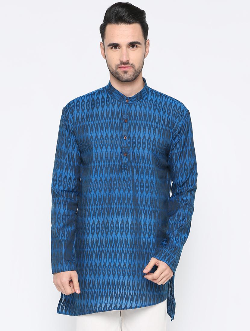 blue cotton medium kurta - 15817743 - Zoom Image - 1