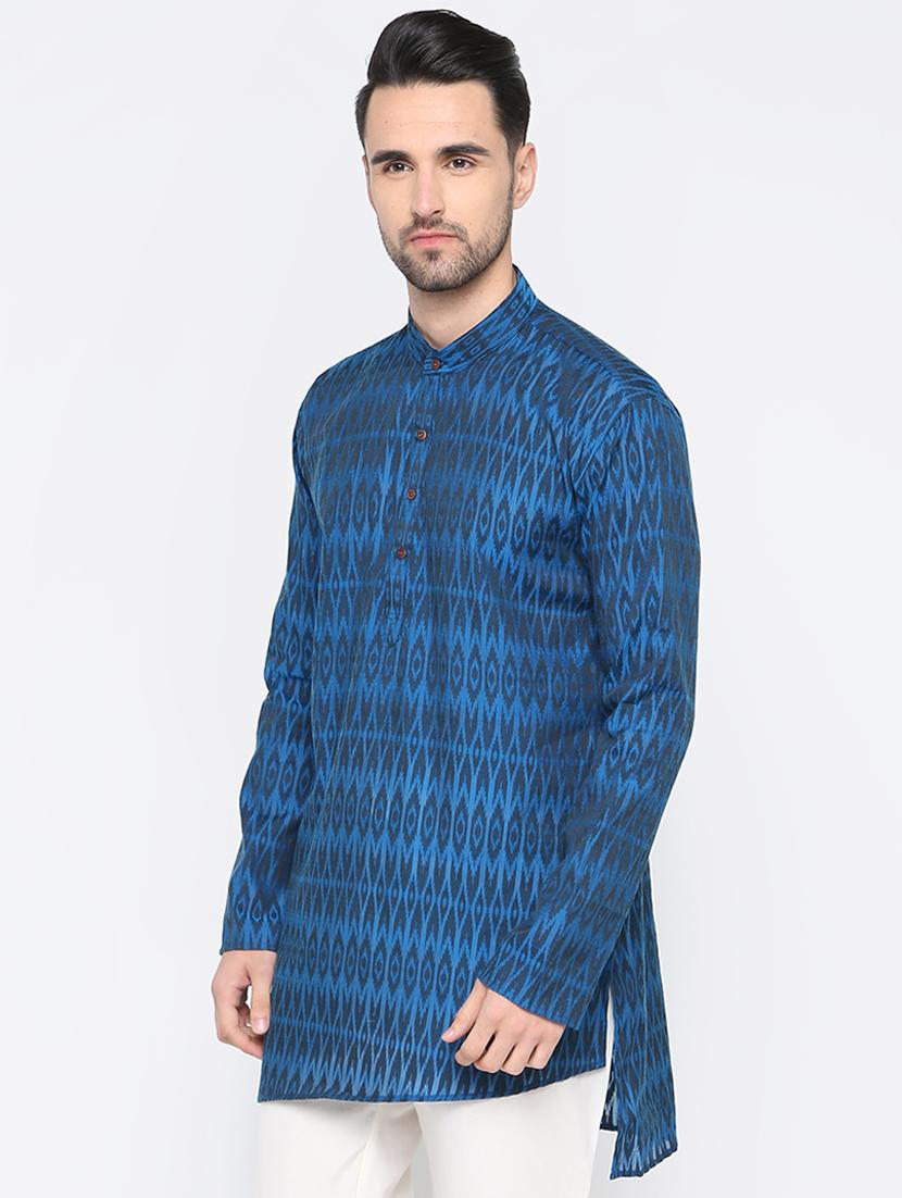 blue cotton medium kurta - 15817743 - Zoom Image - 2
