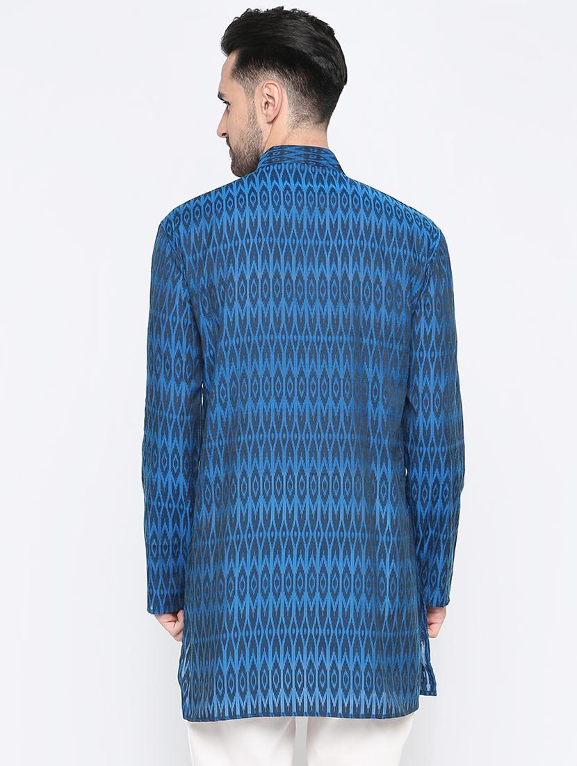 blue cotton medium kurta - 15817743 - Zoom Image - 3