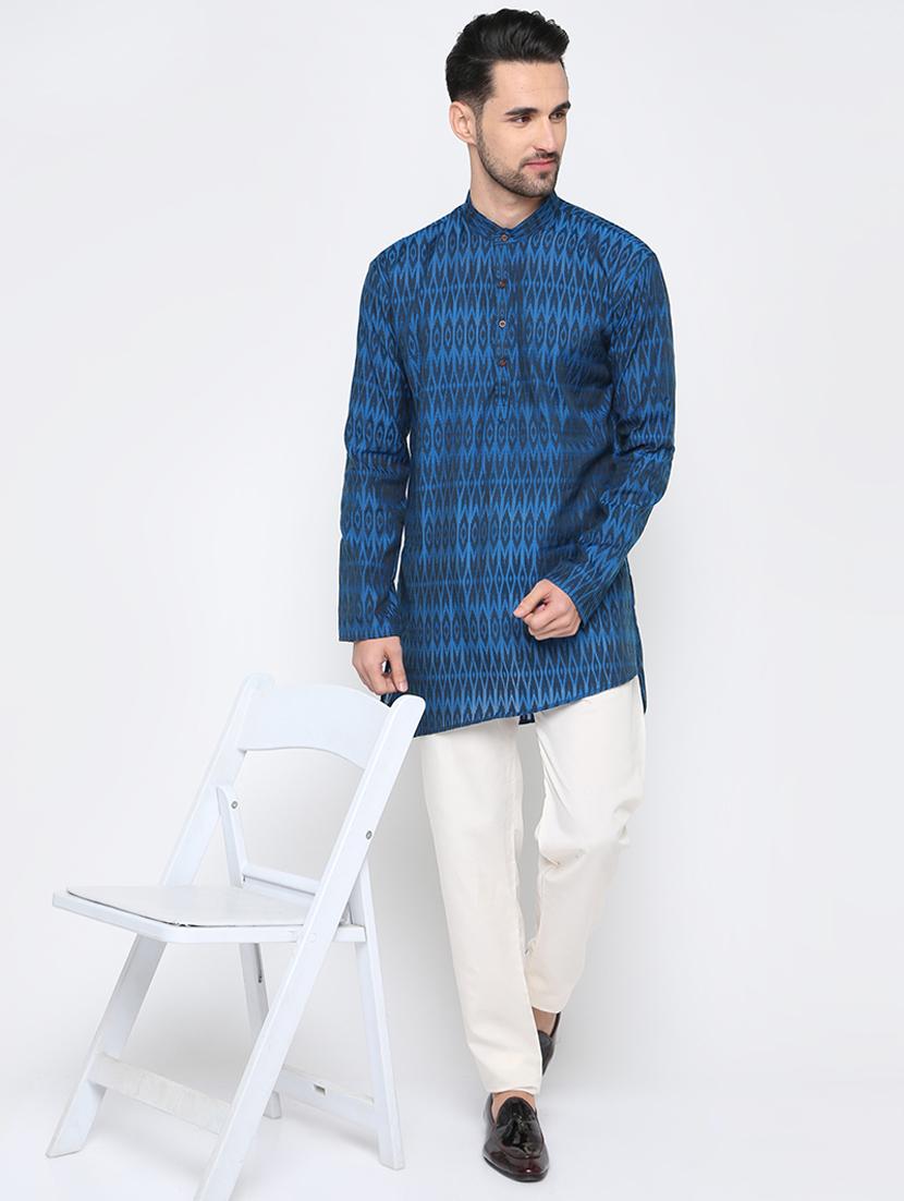 blue cotton medium kurta - 15817743 - Zoom Image - 4