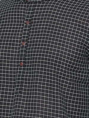 black checkered asymmetric kurta - 15817745 - Standard Image - 5