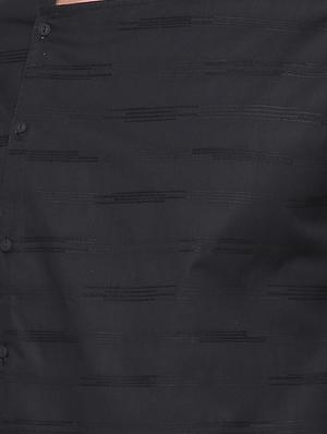 black cotton asymmetric kurta - 15817761 - Standard Image - 5