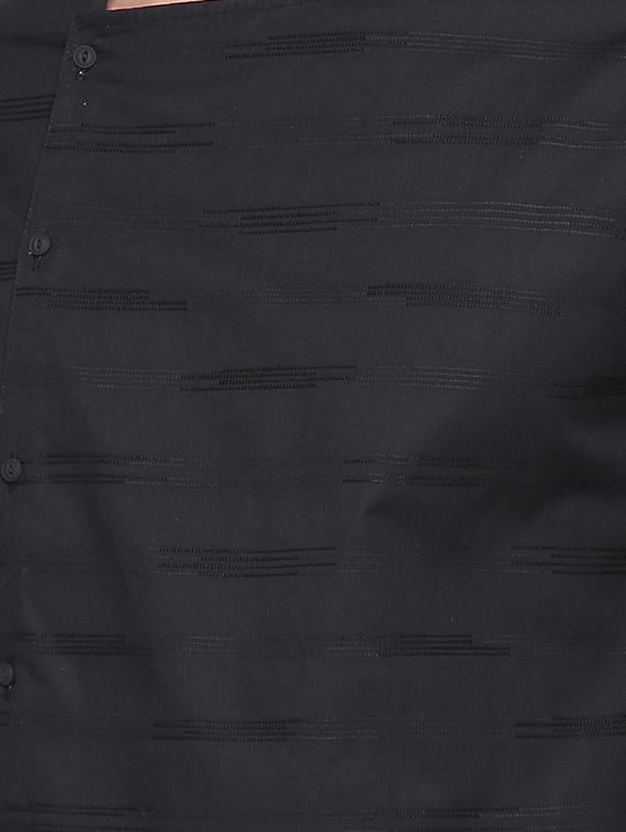 black cotton asymmetric kurta - 15817761 - Zoom Image - 5