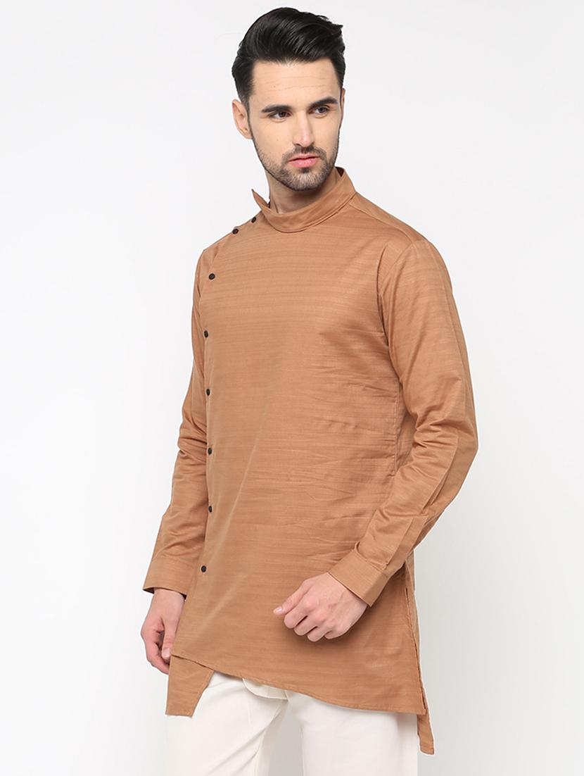 brown striped asymmetric kurta - 15817763 - Zoom Image - 2
