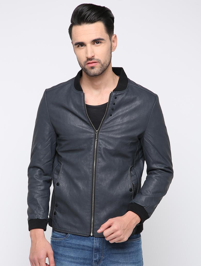 blue leatherette biker jacket - 15817826 - Zoom Image - 1