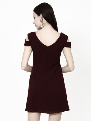 cold shoulder solid skater dress - 15817830 - Standard Image - 3