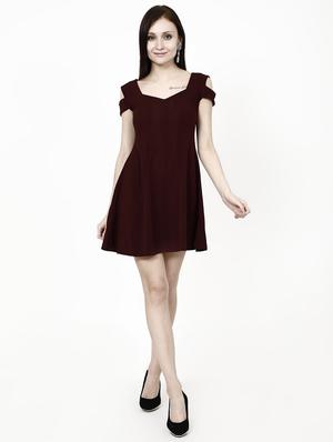 cold shoulder solid skater dress - 15817830 - Standard Image - 4