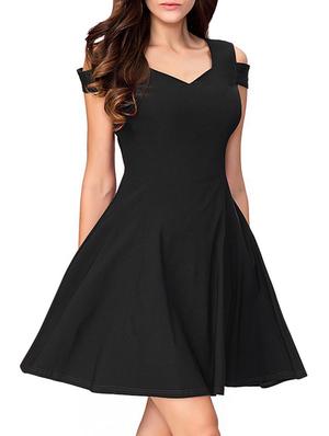 cold shoulder skater dress - 15817831 - Standard Image - 2