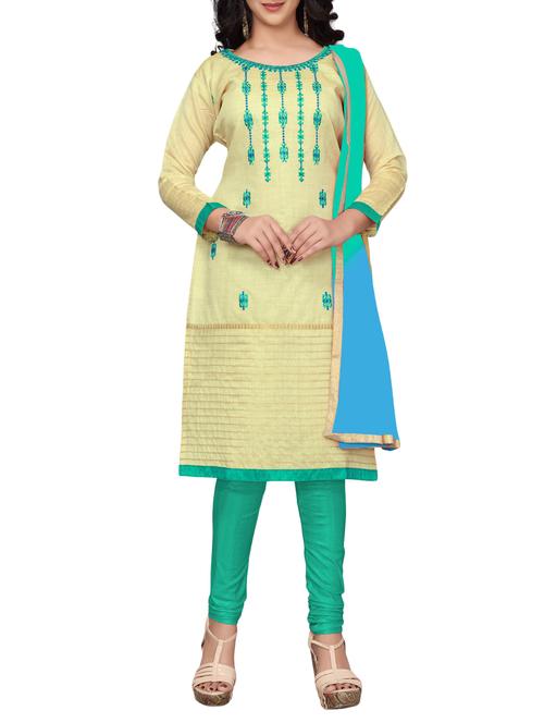 embroidered unstitched churidaar suit - 15818056 - Standard Image - 1