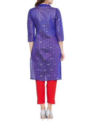 checkered printed straight kurta - 15818218 - Standard Image - 3