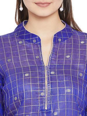 checkered printed straight kurta - 15818218 - Standard Image - 4