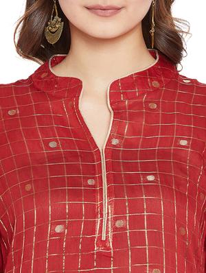 checkered printed straight kurta - 15818226 - Standard Image - 4