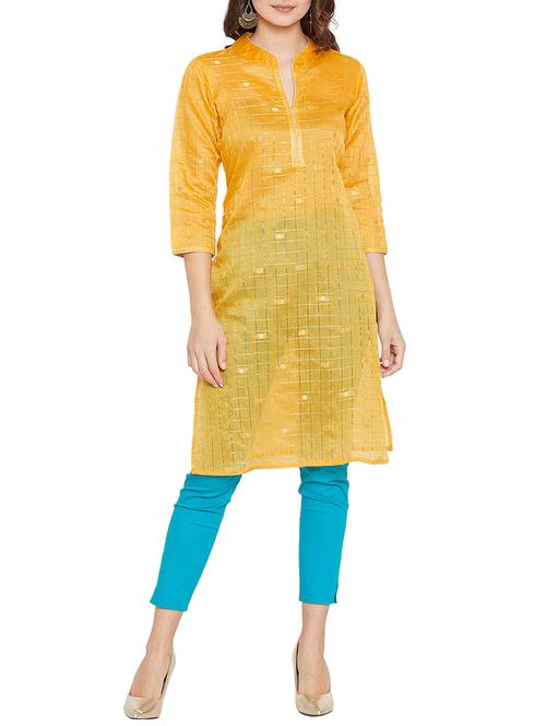checkered printed straight kurta - 15818227 - Standard Image - 1