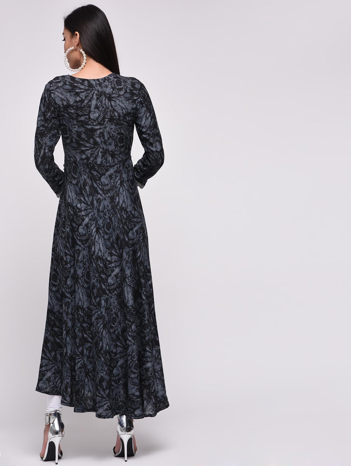 printed layered flared kurta - 15818228 - Zoom Image - 4