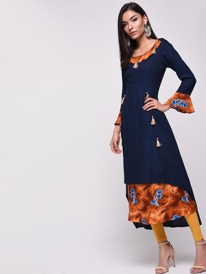 printed layered flared kurta - 15818230 - Standard Image - 3