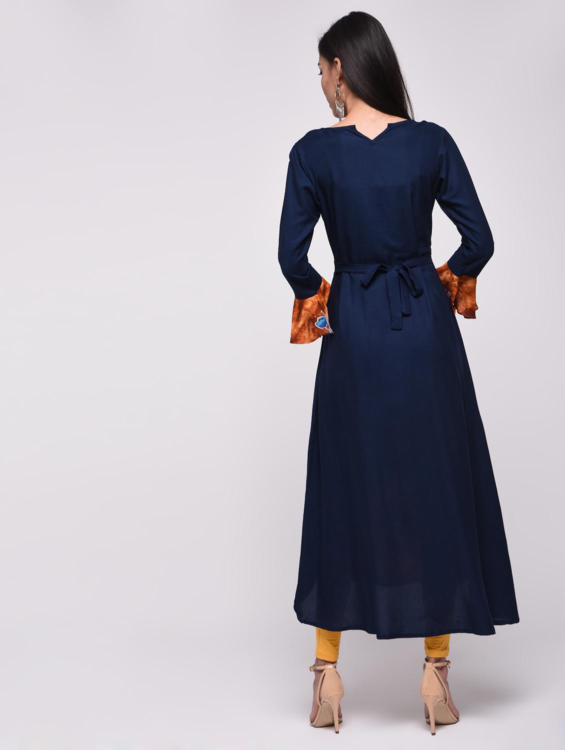 printed layered flared kurta - 15818230 - Zoom Image - 4