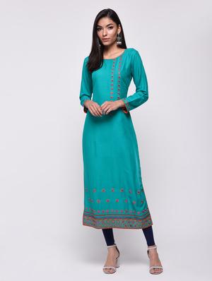 embroidered straight kurta - 15818236 - Standard Image - 2