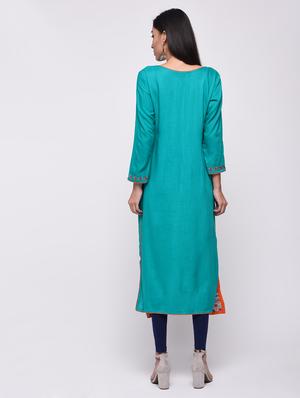 embroidered straight kurta - 15818236 - Standard Image - 4
