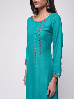 embroidered straight kurta - 15818236 - Standard Image - 5