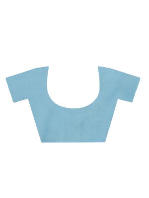 solid sky blue saree with blouse - 15818334 - Standard Image - 3