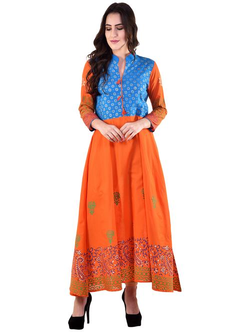 a-line foil print kurta - 15818353 - Standard Image - 1