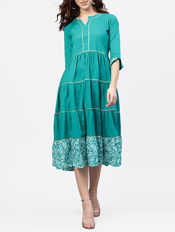 lace detail tiered a-line dress - 15818697 - Zoom Image - 1