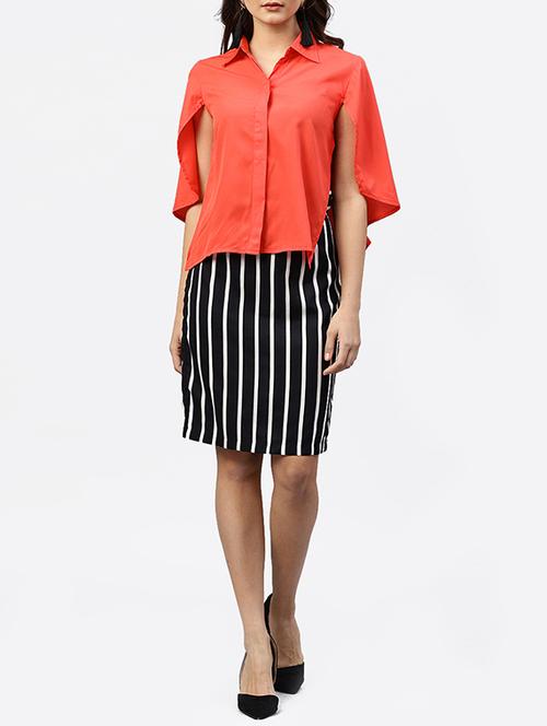 side slit top & striped skirt set - 15818702 - Standard Image - 1