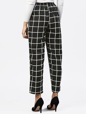checked high waist peg trousers - 15818711 - Standard Image - 3