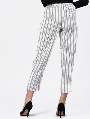 striped button detail trousers - 15818712 - Standard Image - 3