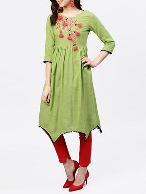 embroidered asymmetrical kurta - 15818714 - Standard Image - 2