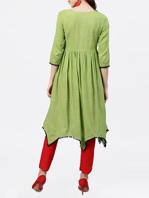 embroidered asymmetrical kurta - 15818714 - Standard Image - 3