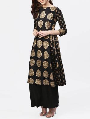 ethnic foil print flared kurta - 15818715 - Standard Image - 2