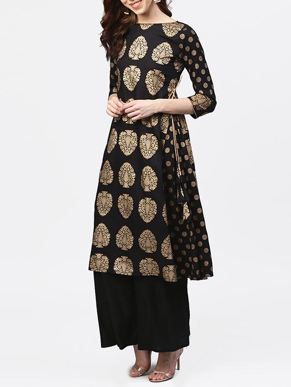 ethnic foil print flared kurta - 15818715 - Zoom Image - 2